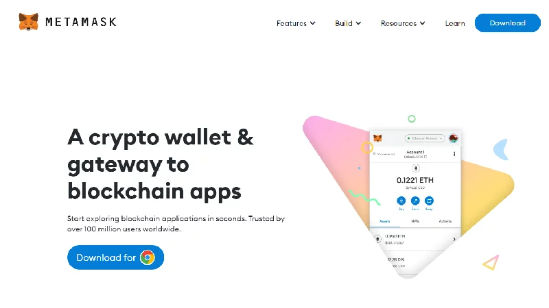 Metamask Crypto Wallet.