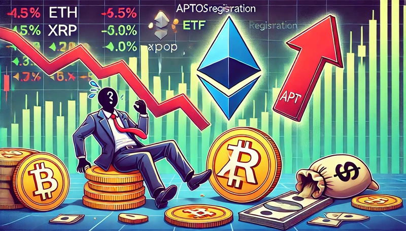 Boj na trhu s kryptomenami: ETH, XRP klesli o 5 %, APT vzrástlo o 10 % na základe správ o ETF