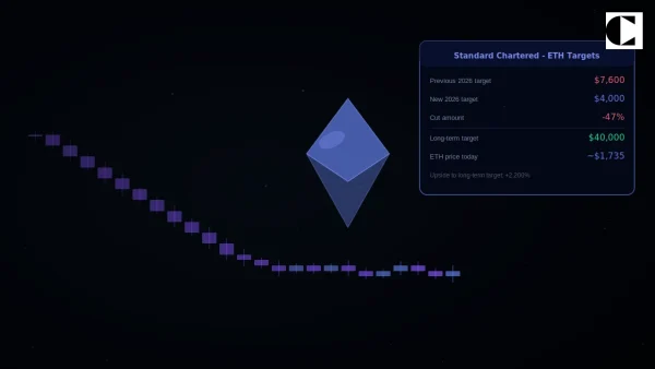 Standard Chartered znížil cieľ pre Ethereum o 47% - ale zachoval dlhodobý výhľad $40 000