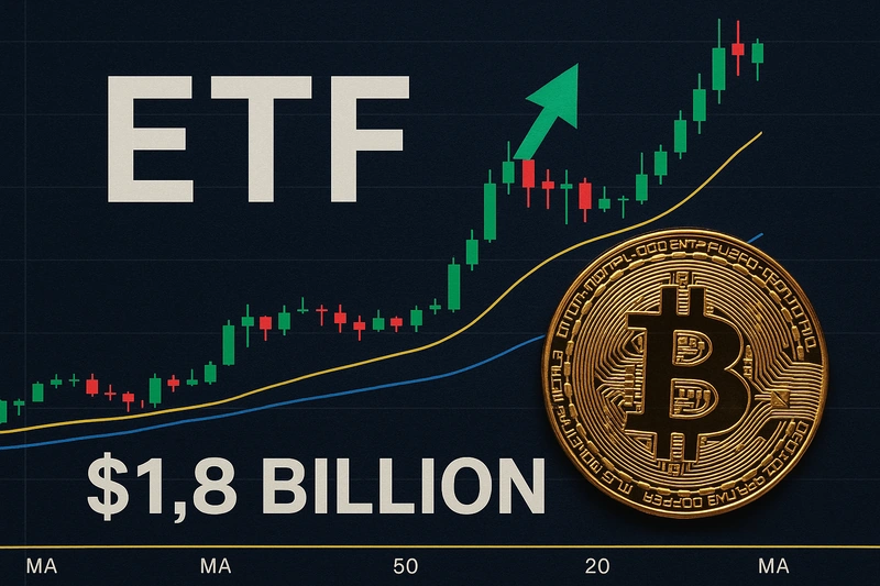 Americké spotové bitcoinové ETF fondy zaznamenali silný výkon s prílevom 1,8 miliardy dolárov
